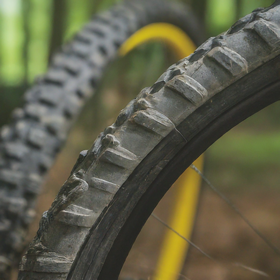 2 verschillende fietsbanden voor en achter